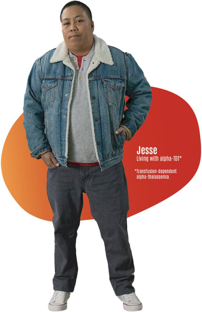 Jesse is a real patient living with transfusion dependent alpha-thalassemia